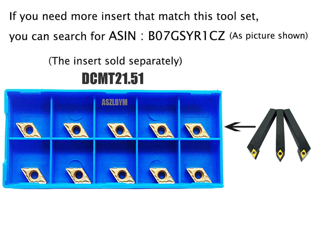 3PCS CNC Lathe Carbide Turning Tools Indexable Holder Set with 3PCS Carbide Turning Insert P664780
