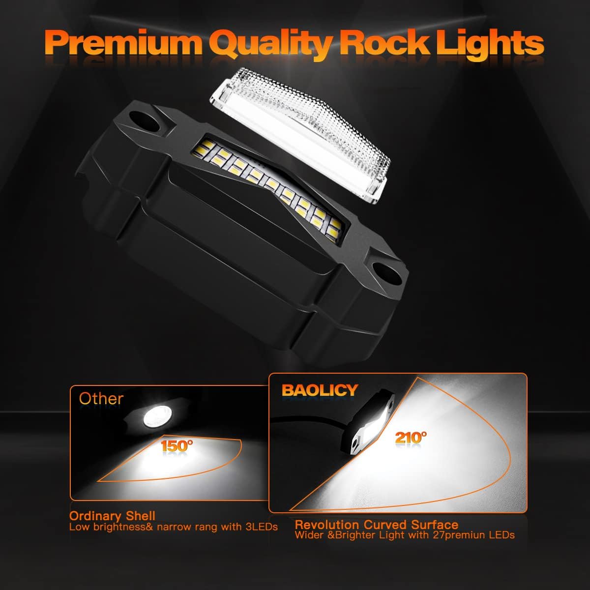 White 12Pods LED Rock Lights IP68 Waterproof Z3857