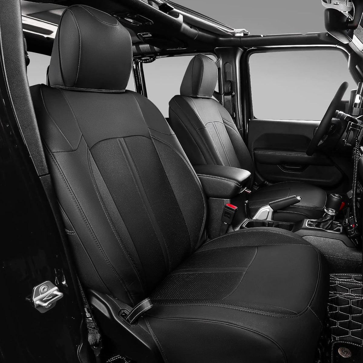 Black PU Leather Car Seat Covers I414933