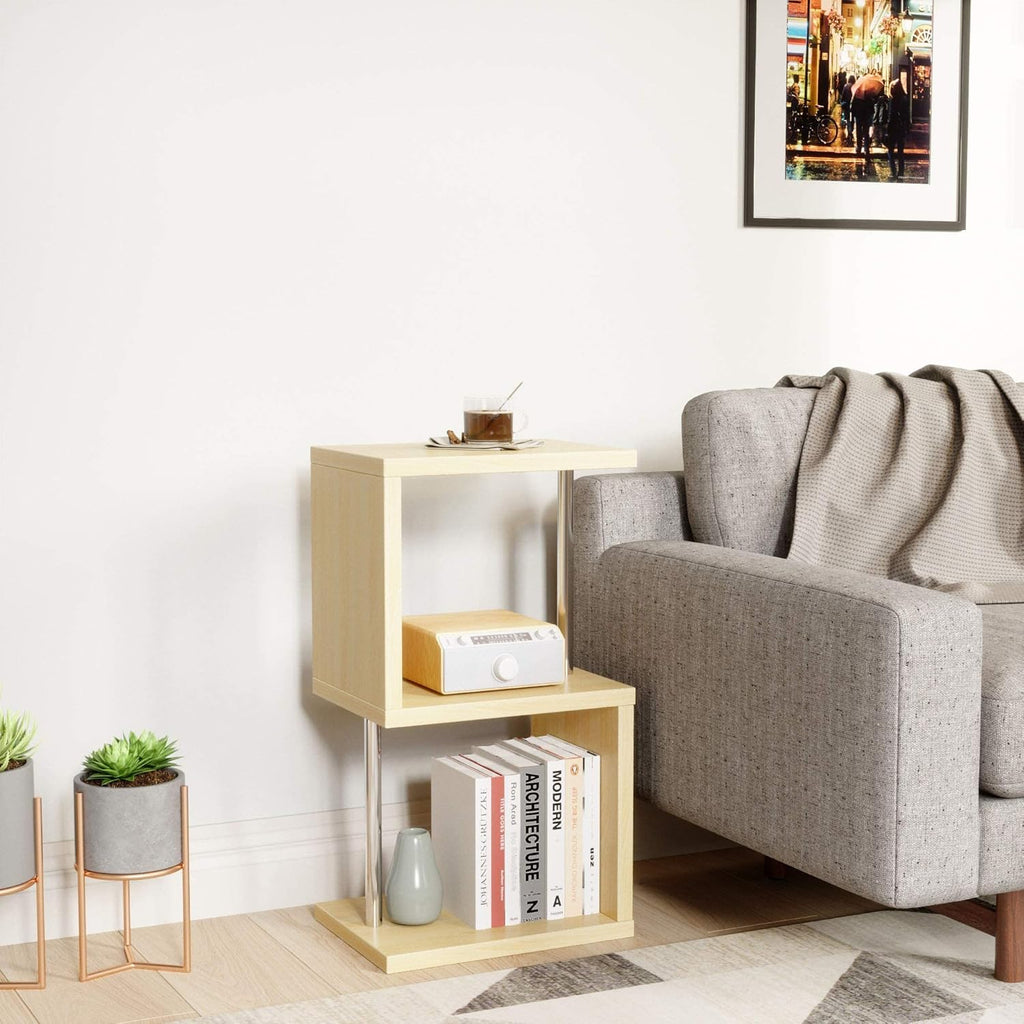 3-Tier Geometric Bookshelf with Metal Frame I96180