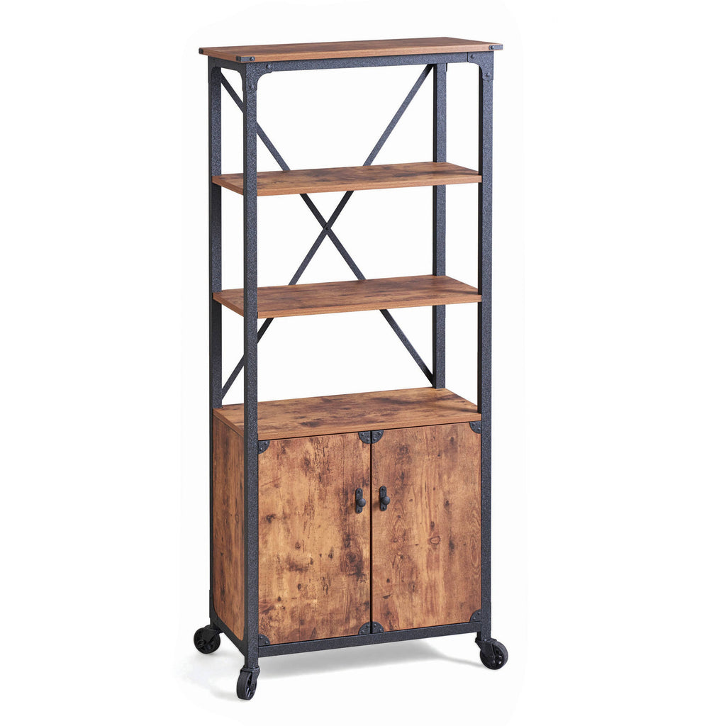 Rustic Bookcase with Doors D969