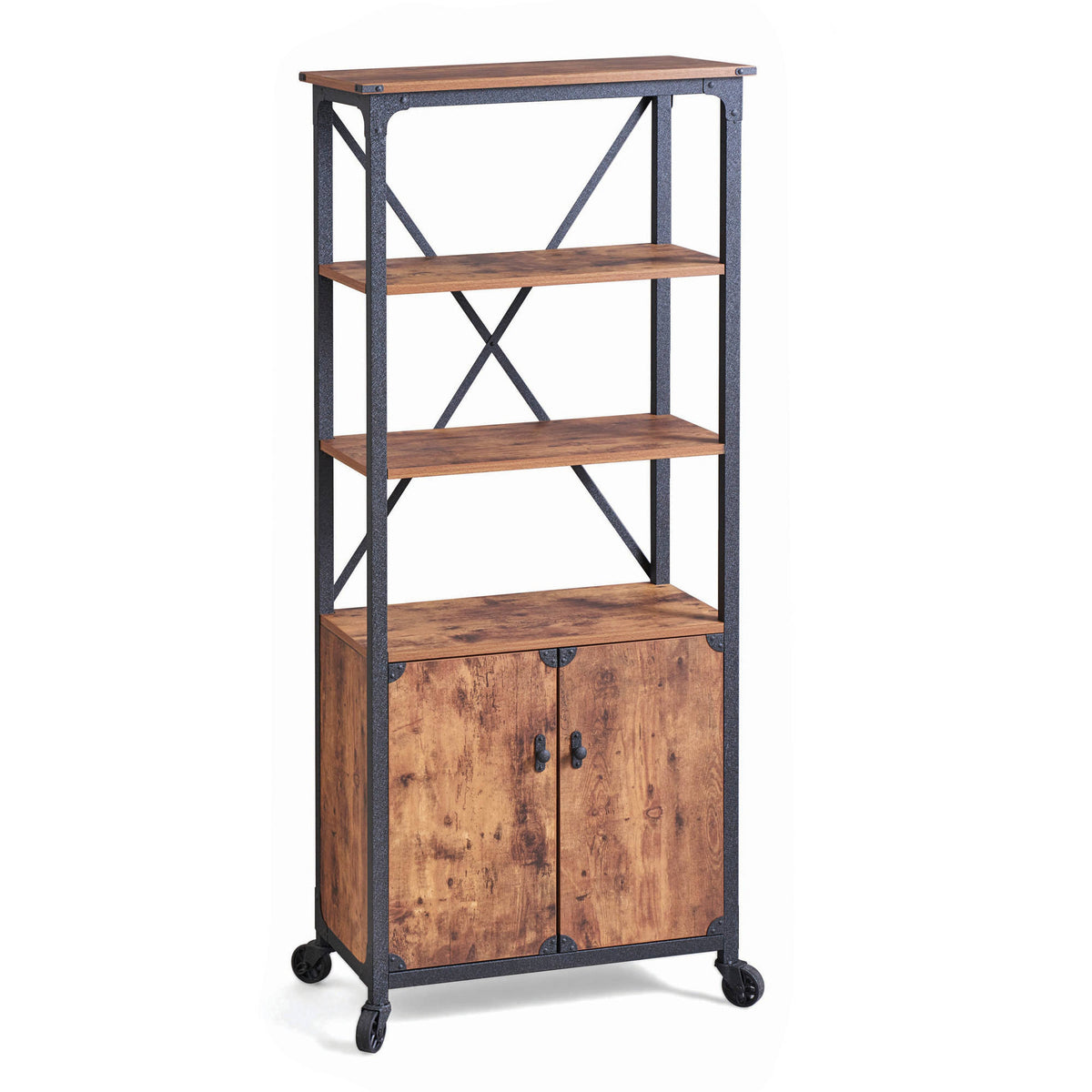 Rustic Bookcase with Doors D969