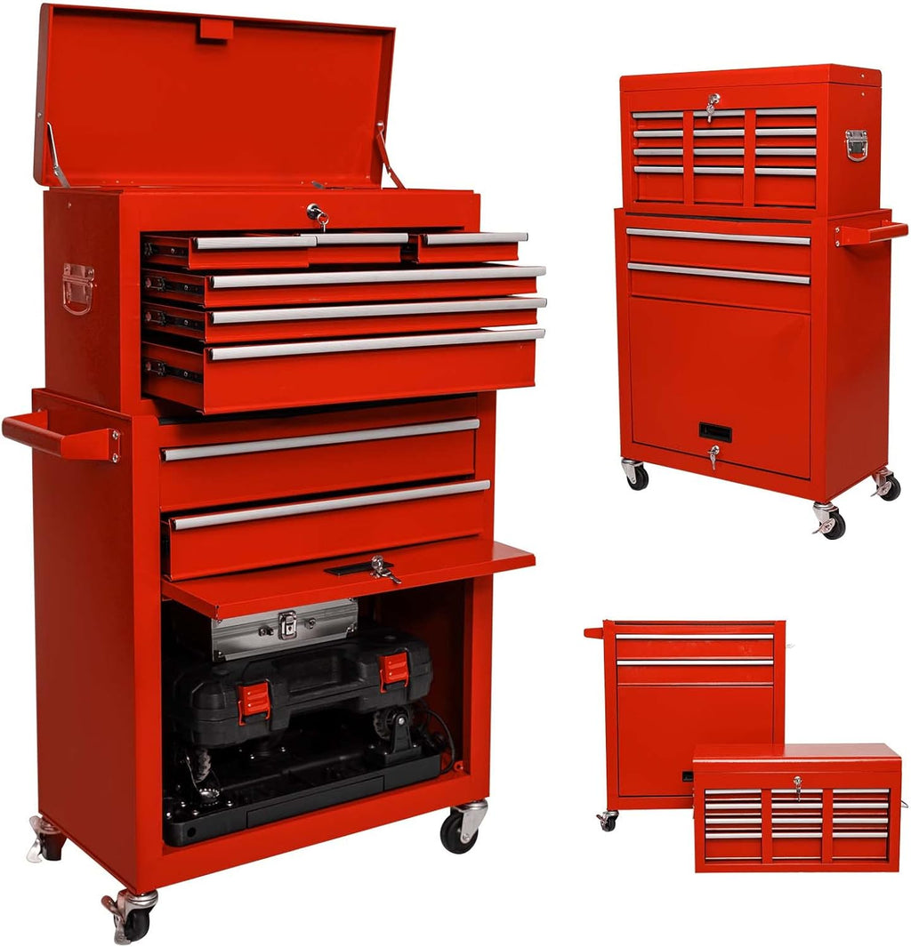 8 Drawer Rolling Tool Chest with Lock and 4 Wheels W853