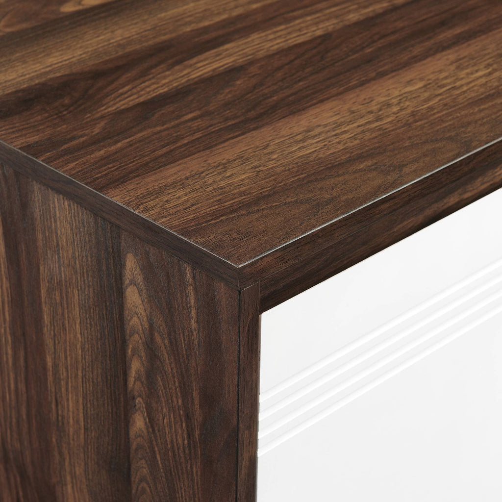 2 Door Accent Cabinet with Lower Shelf Dark Walnut Solid White O705783