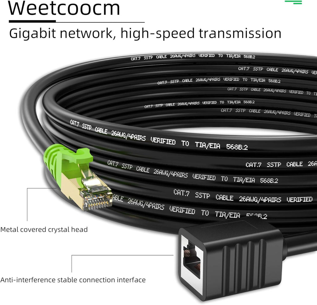 Ethernet Extension Cable 25ft Cat6a Shielded RJ45 Male to Female H349952