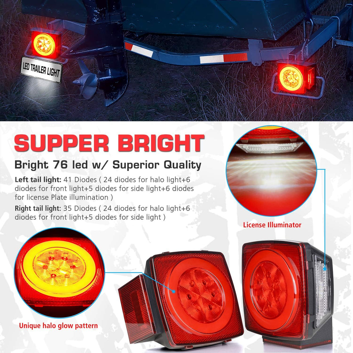 Submersible LED Trailer Light Kit IP68 Waterproof C839342