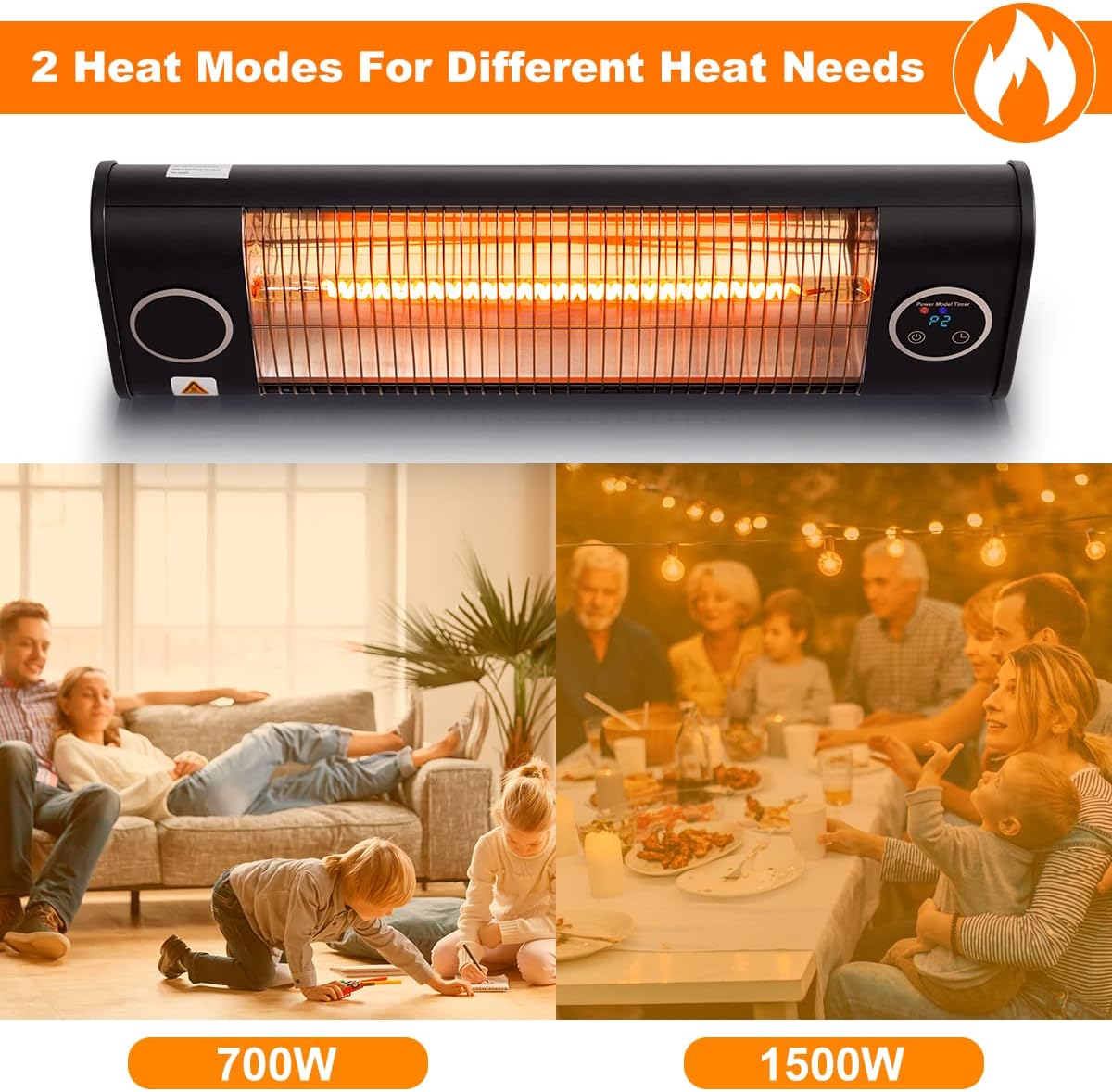 Electric Wall Mounted Patio Heater with Remote Control E84214
