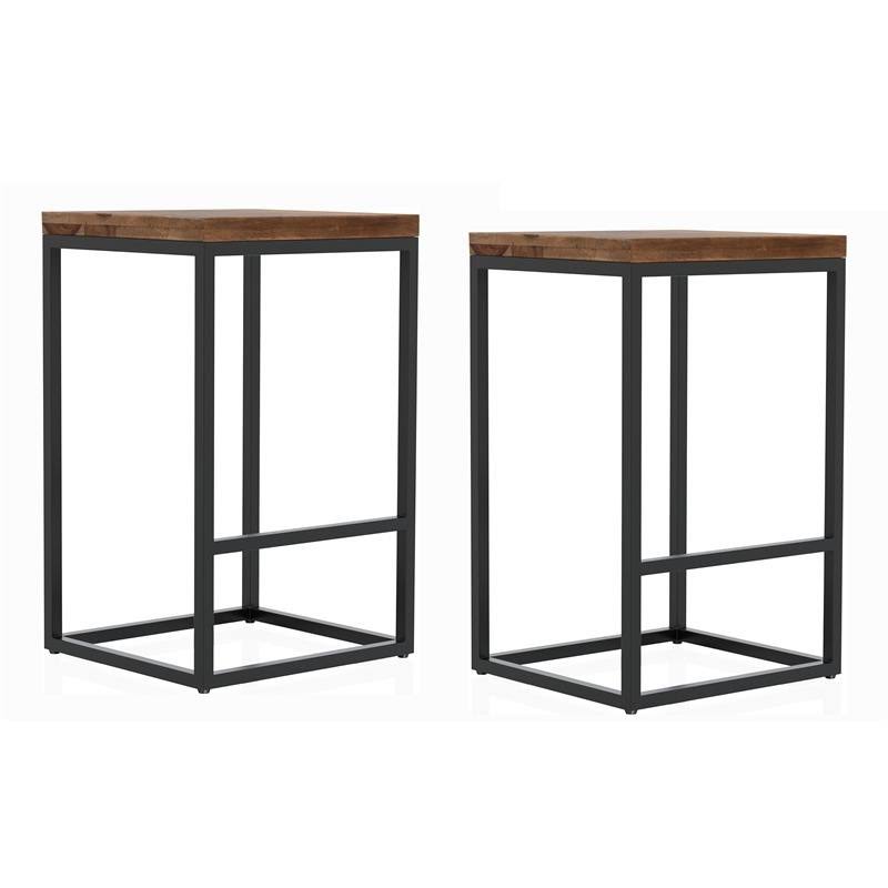 Golden Brown Wood Barstool Set of 2 A12560