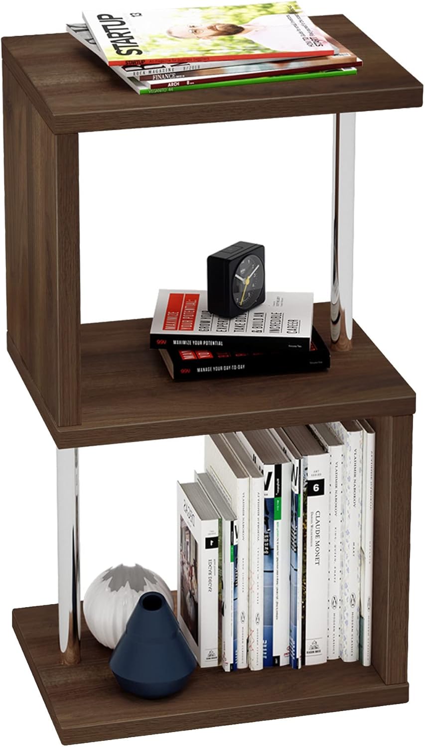 3-Tier Geometric Bookshelf with Metal Frame I96180