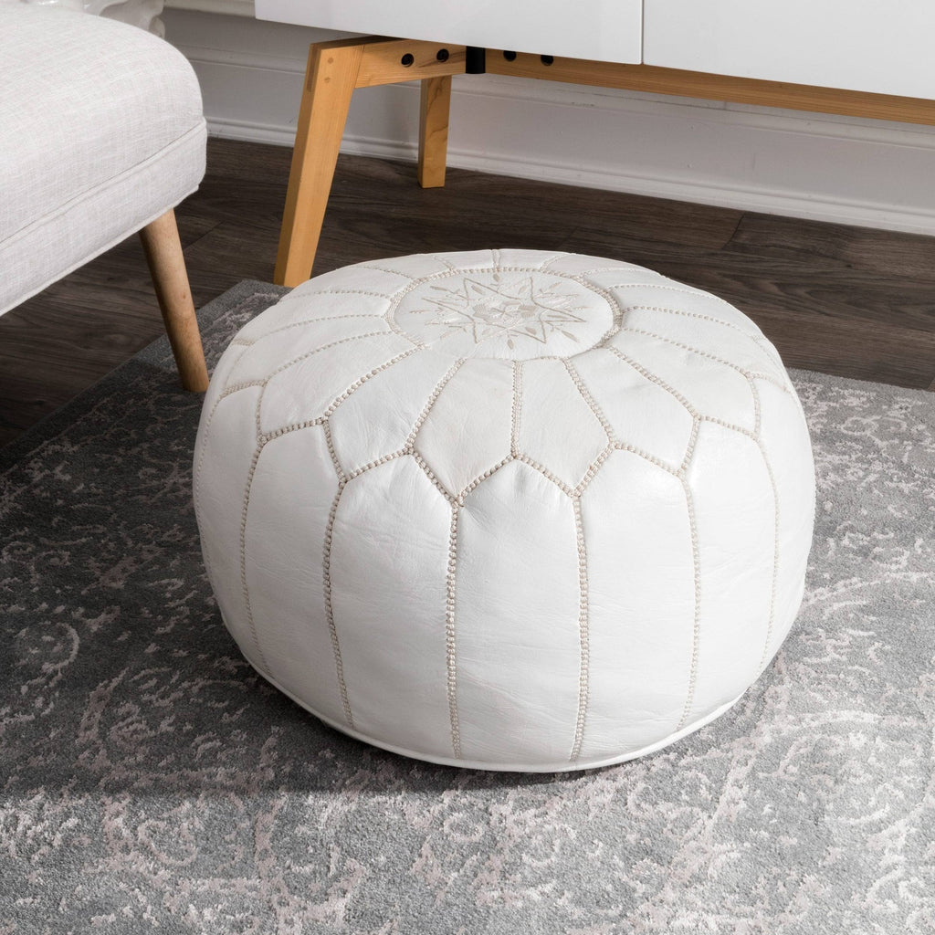 Moroccan Leather Handmade Ottoman Pouf - Pink R222