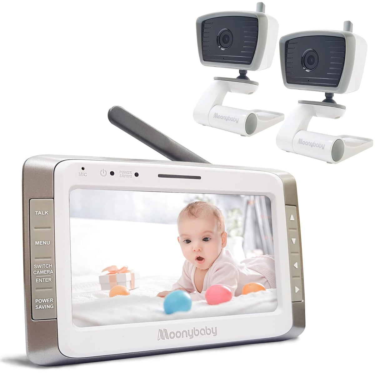 Baby Monitor with 2 Cameras, 5 Display, Auto Night Vision, 2-way Audio V6058