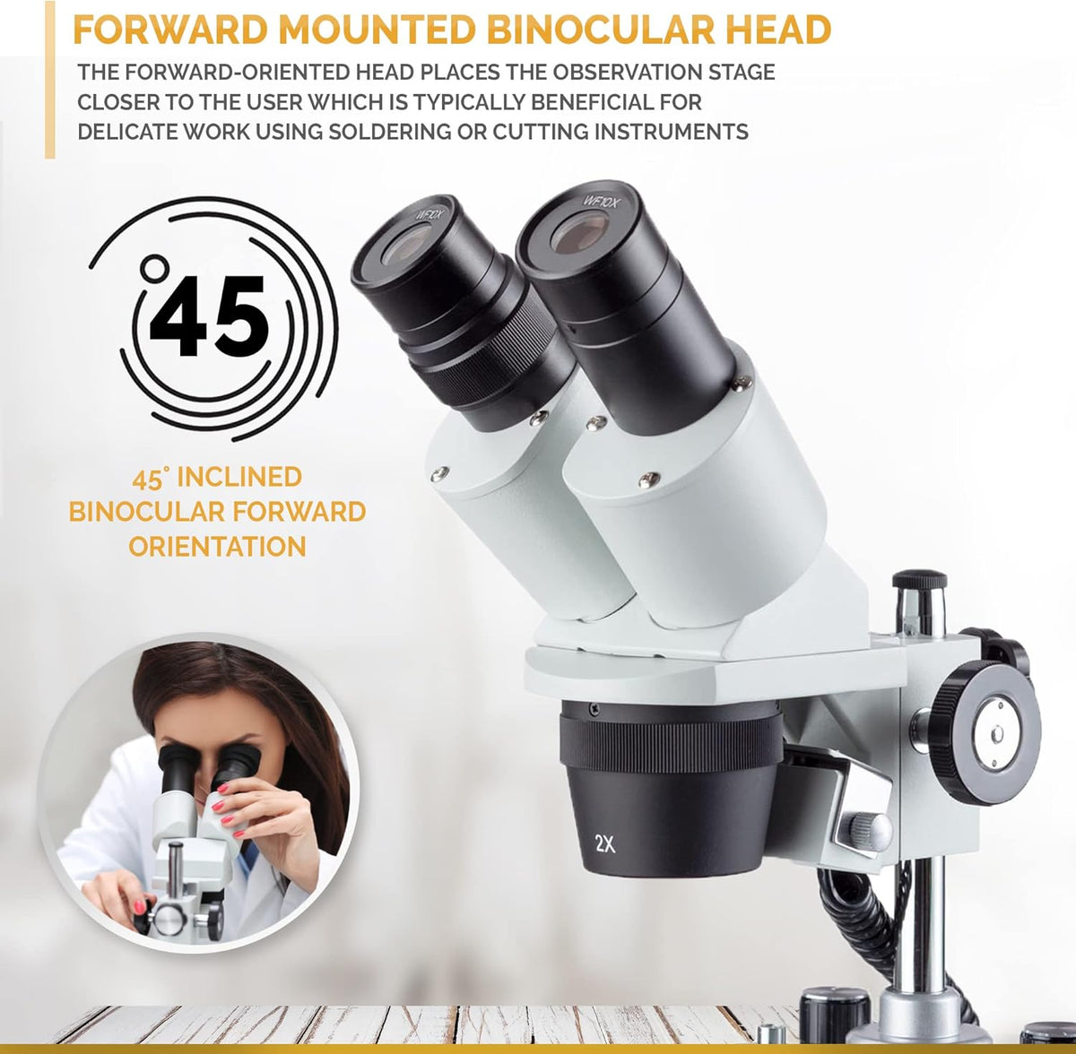 Binocular Stereo Microscope, WF10x Eyepieces, 20X and 40X Magnification T37545