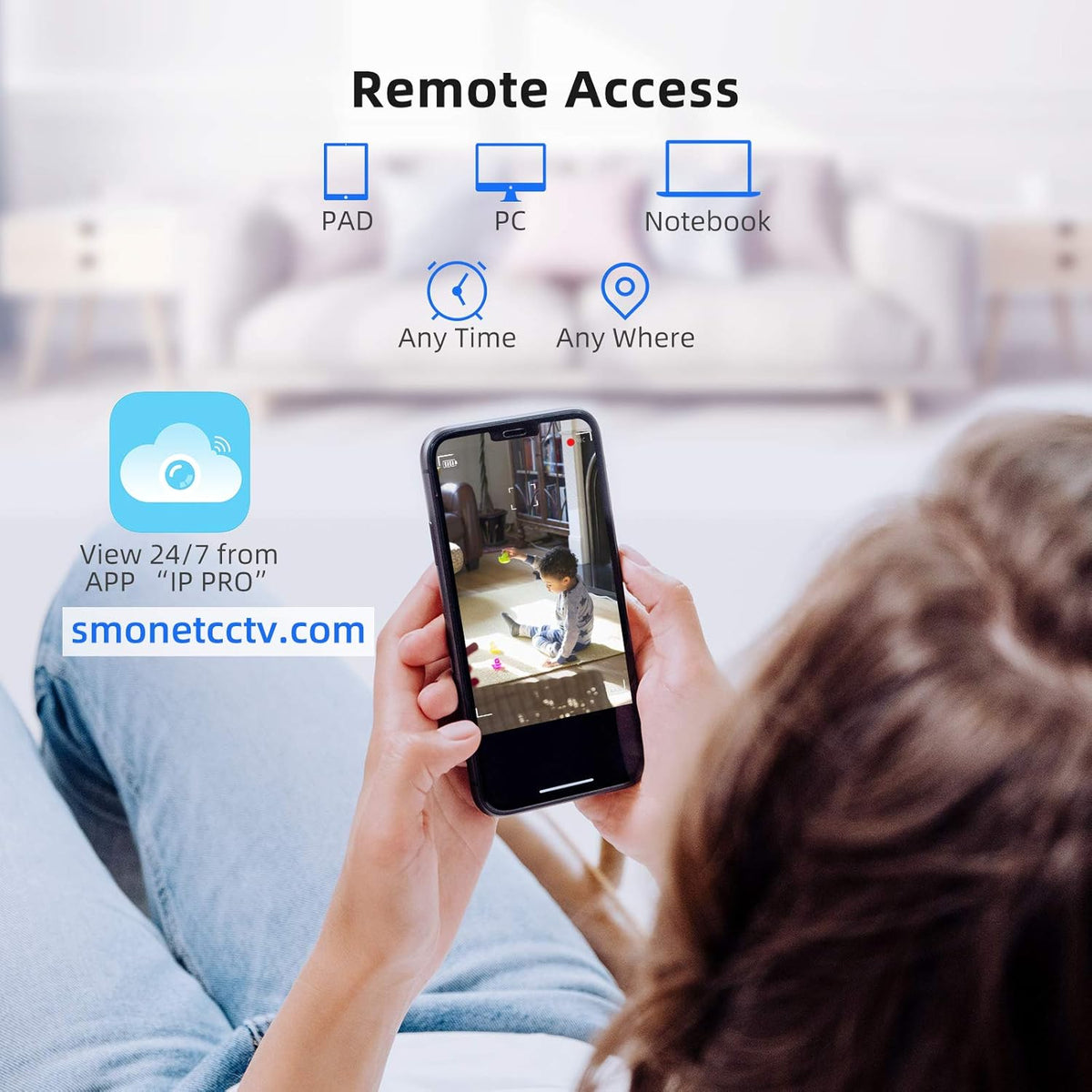 Wireless Security Camera System with 12” Monitor, 8 Channel 4pcs 1080P Indoor Outdoor IP Cameras, Night Vision A4563