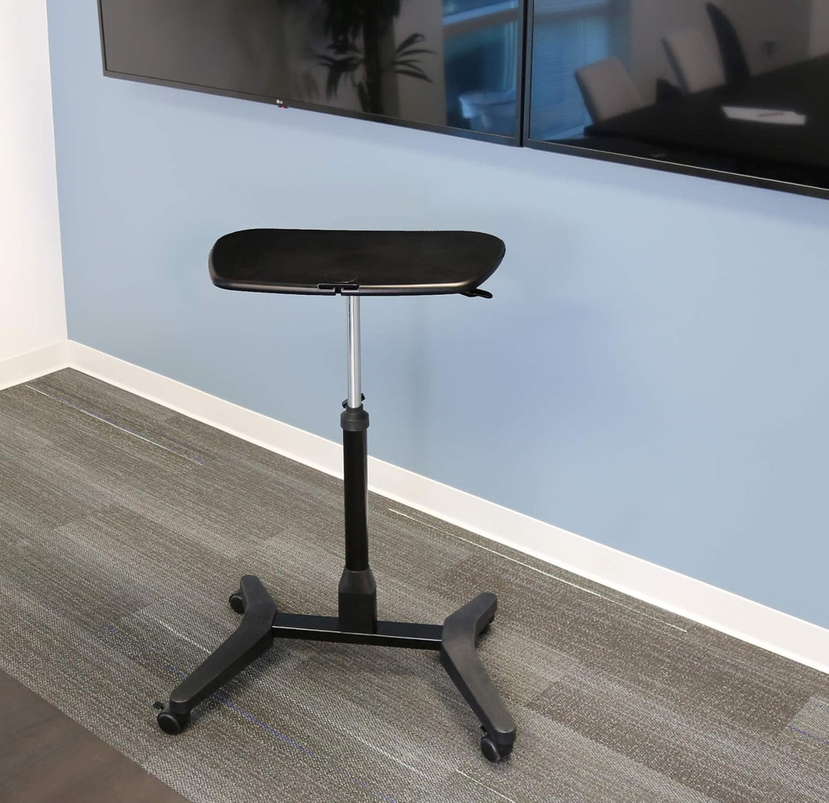 Mobile Podium with Pull Out Mouse Pad & Cup Holder, Black H12309