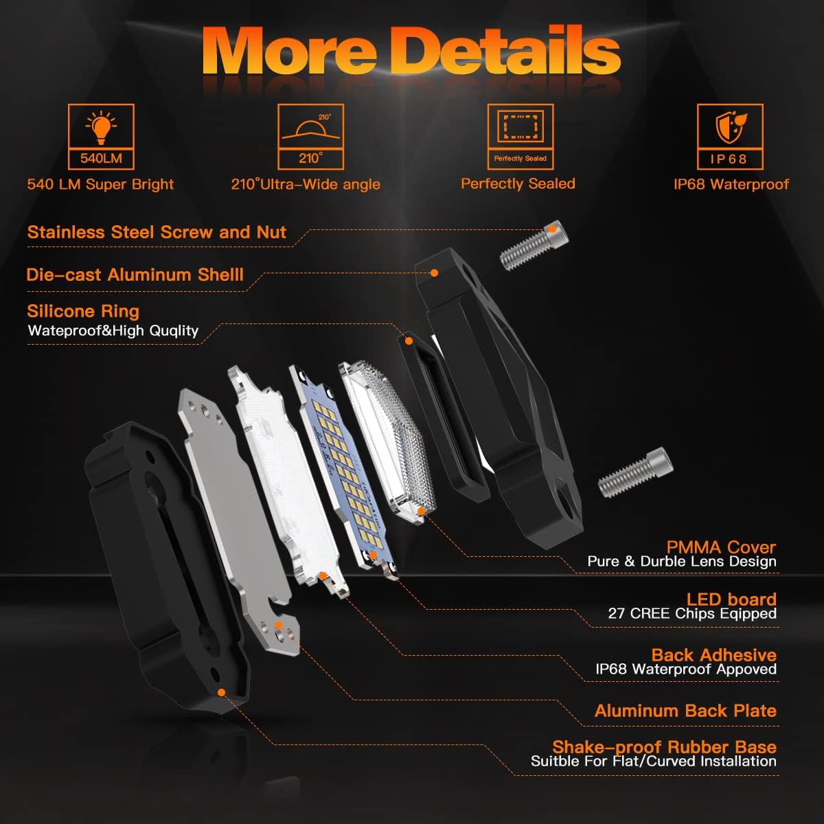 White 12Pods LED Rock Lights IP68 Waterproof Z3857