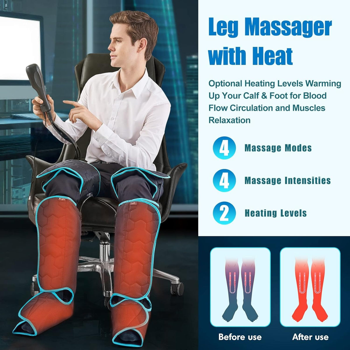 Air Compression Leg Massager with Heat J8413