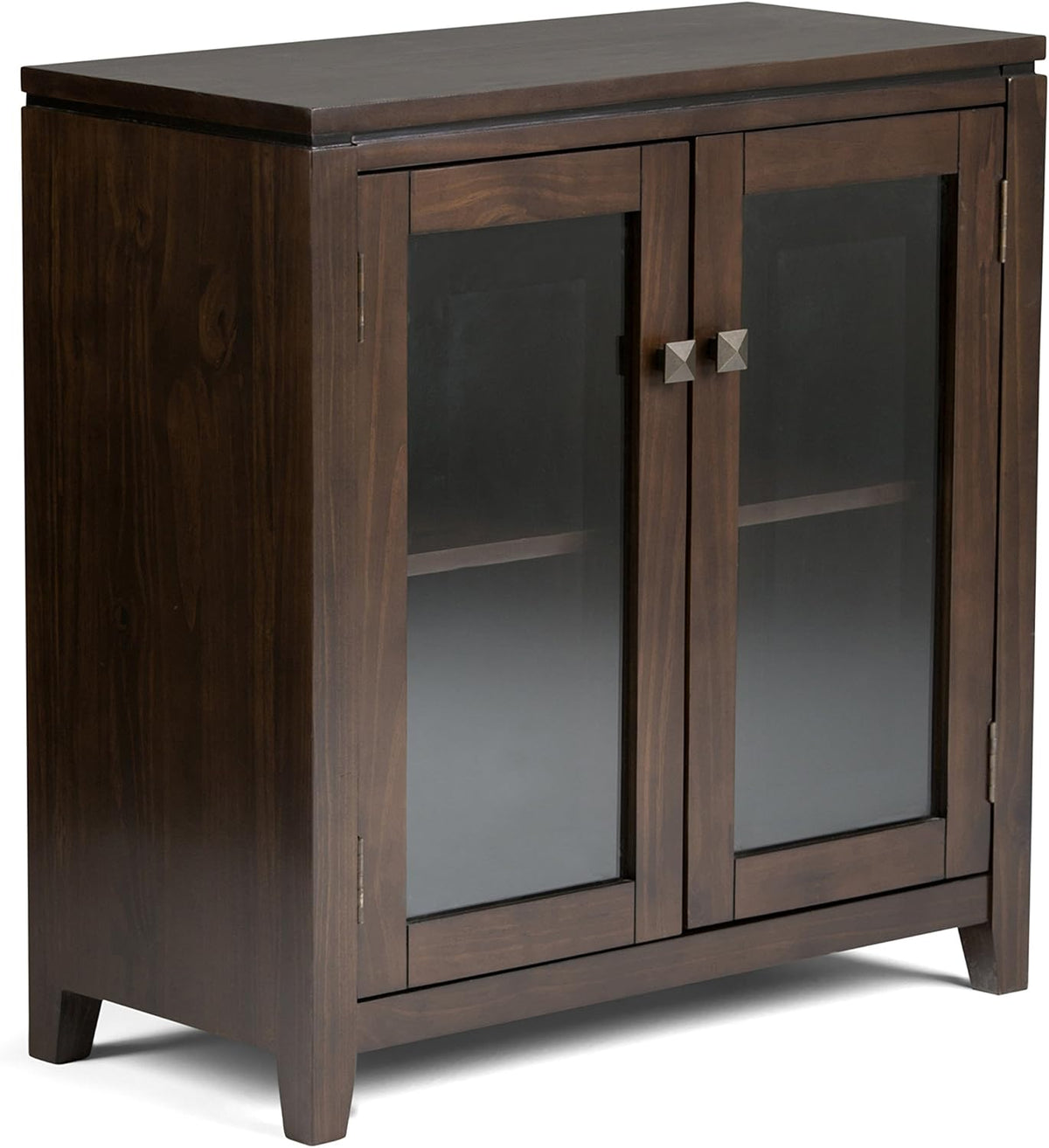 Farmhouse Grey 30 inch Wide Low Storage Cabinet with 2 Tempered Glass Doors M77066