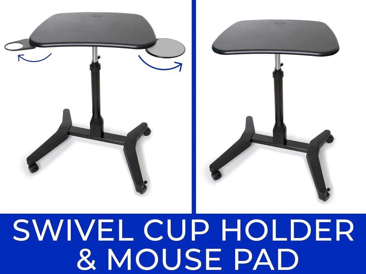 Mobile Podium with Pull Out Mouse Pad & Cup Holder, Black H12309