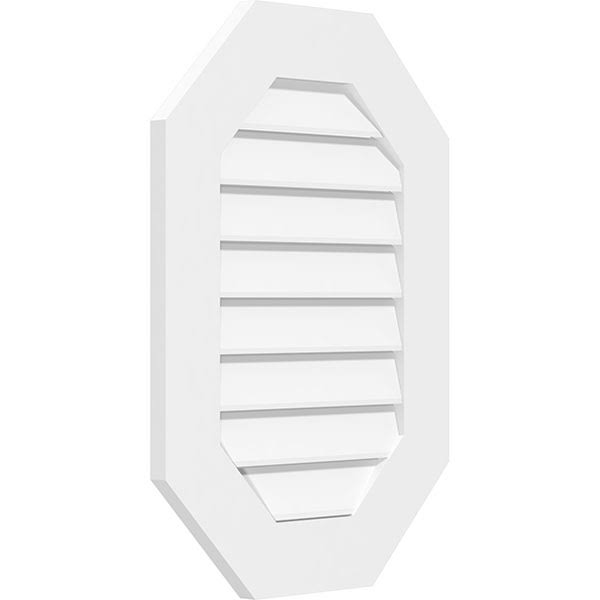 Vertical Elongated Octagon Surface Mount PVC Gable Vent E997926