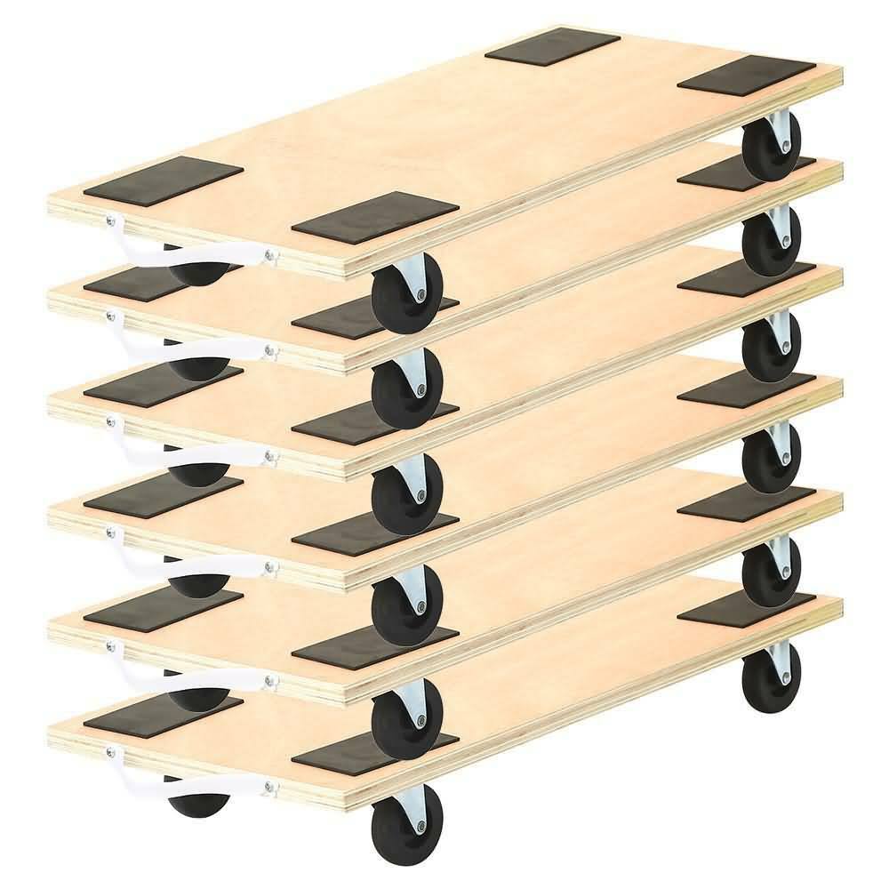 6 Pack 23 x 12 Rectangle Wood Platform Dolly 450-lb Load Rating A546821