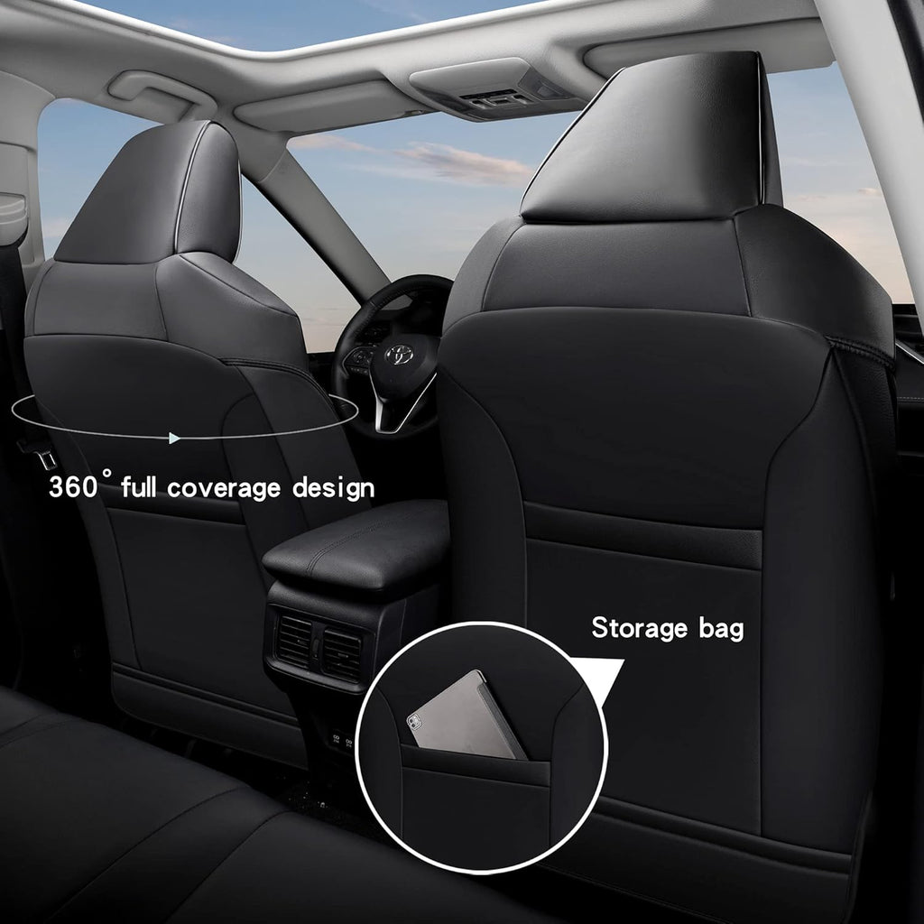 Black Pu Leather Car Seat Covers Full Set S34559