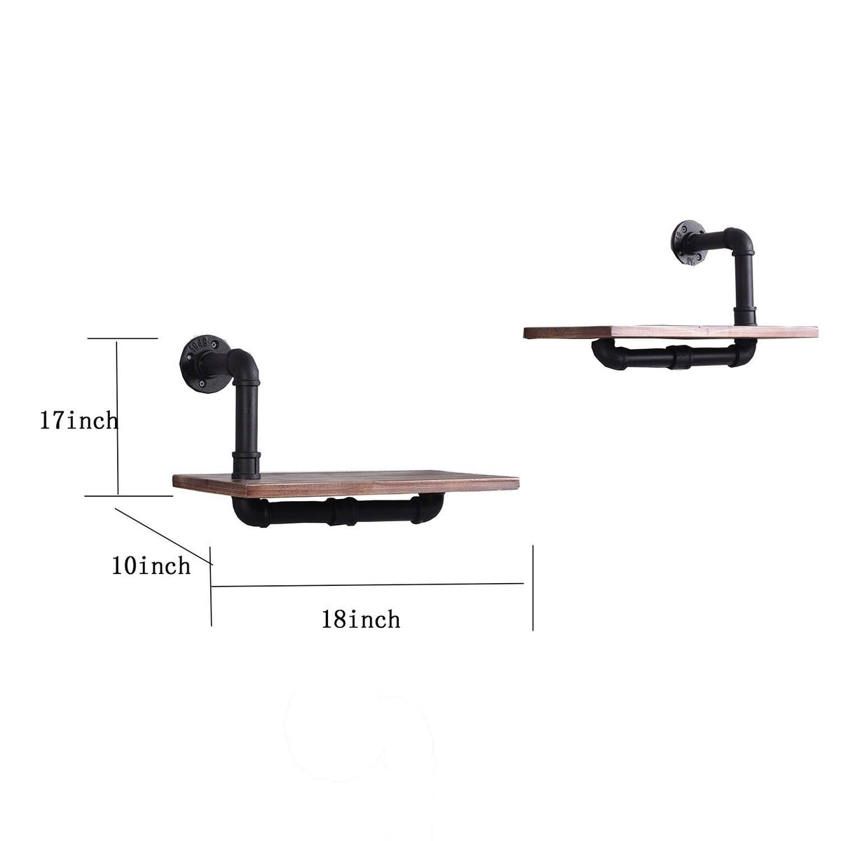 Weathered Wood and Black Pipe Wall Shelves Q359