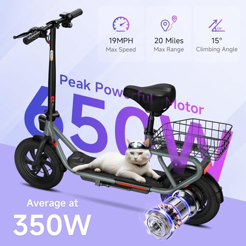Electric Scooter with Seat, 12" Pneumatic Tire, Foldable P70475