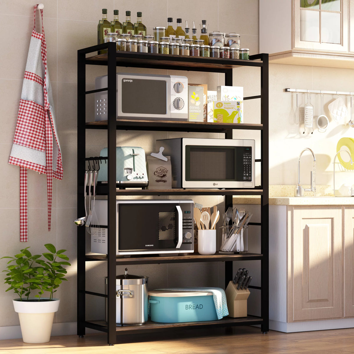 5 Tier Utility Storage Shelf with Hooks T29956