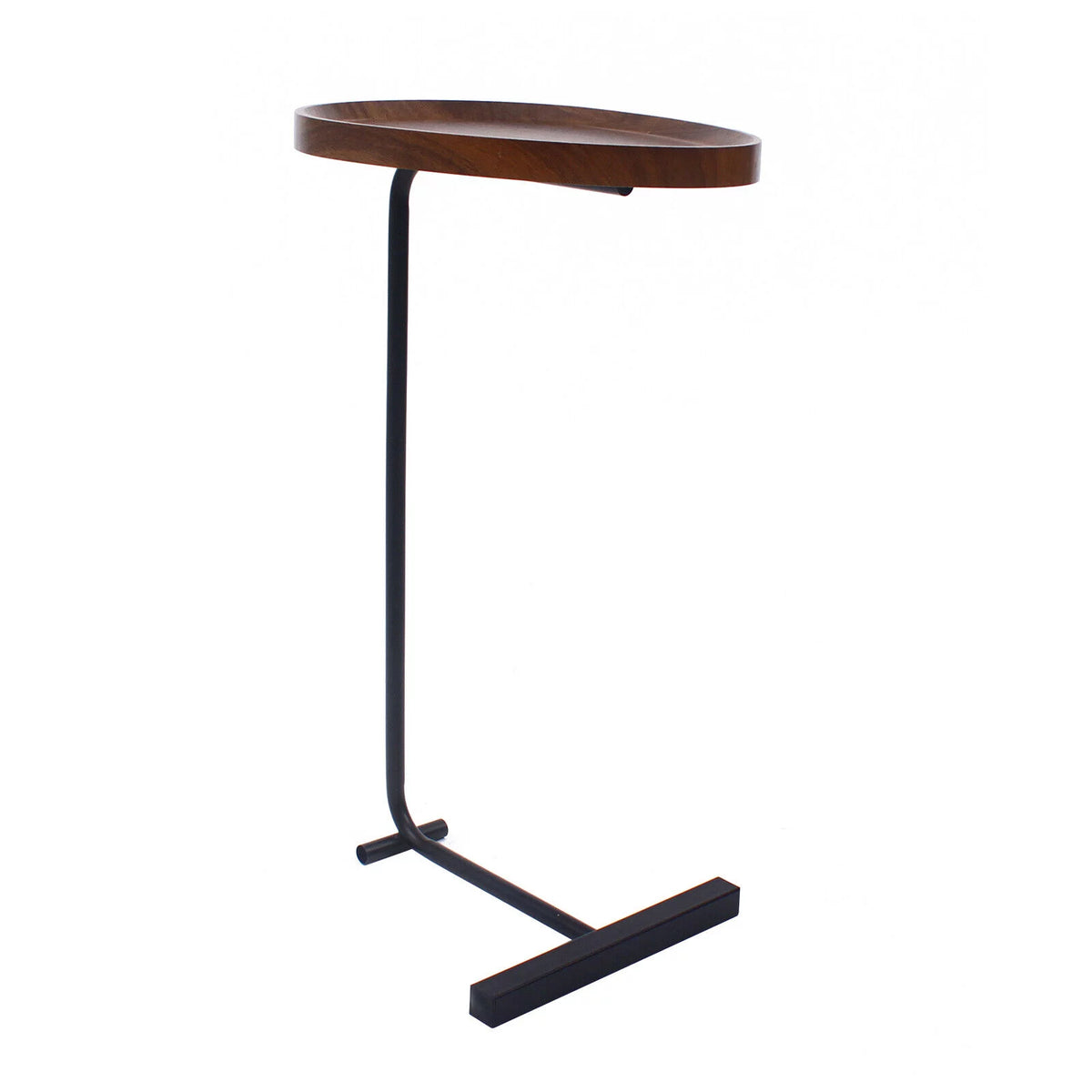 C-shaped Coffee Laptop Table Metal Walnut Wood K304