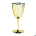 Gold Metallic Plastic Wine Glasses 12 Pcs B309