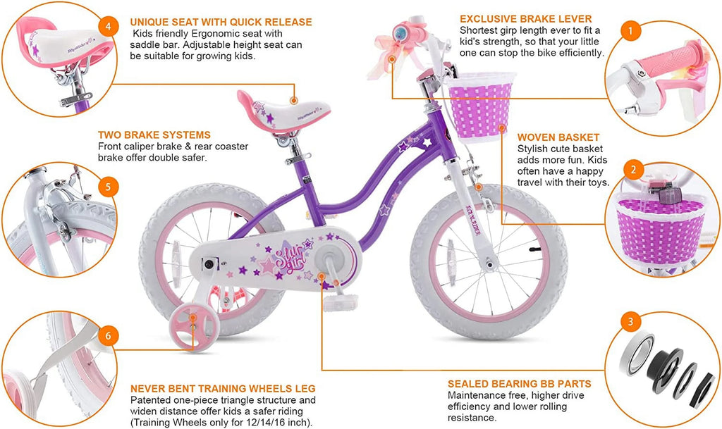 Blue 12 In Kids Bike with Basket Training Wheels A531