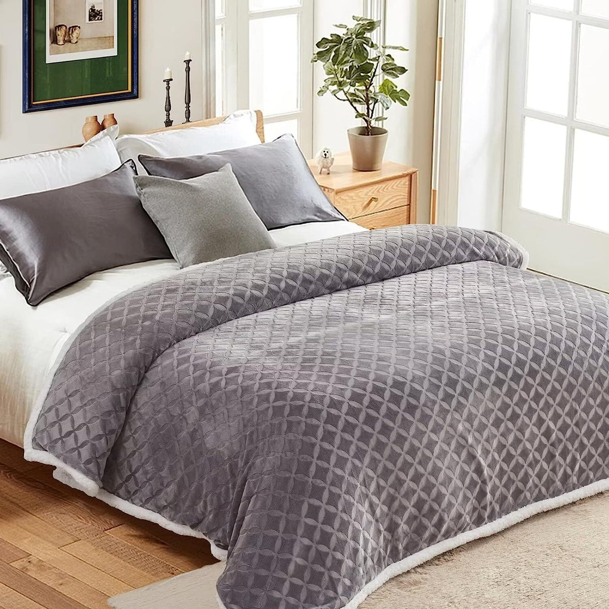 Sherpa Fleece Throw Blanket 50"x60" Y1522