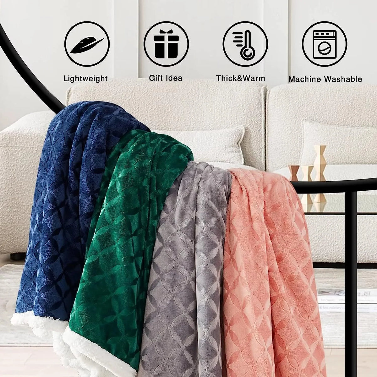 Sherpa Fleece Throw Blanket 50"x60" Y1522