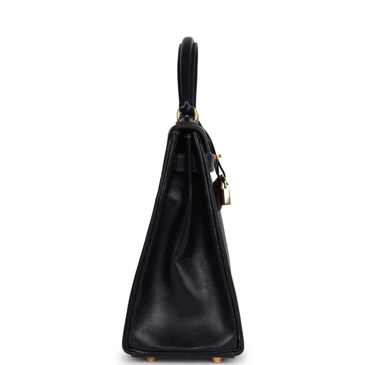 Vintage Navy Box Leather Bag with Gold Hardware Y51191