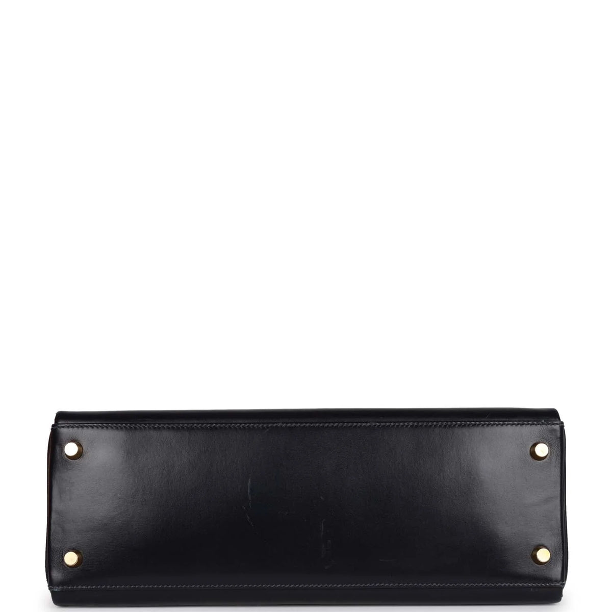 Vintage Navy Box Leather Bag with Gold Hardware Y51191