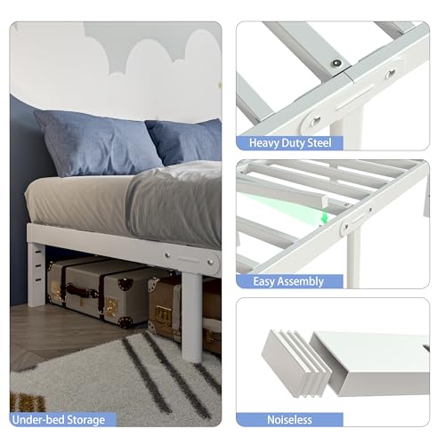 White Queen Size 12 Inch Metal Bed Frame V855
