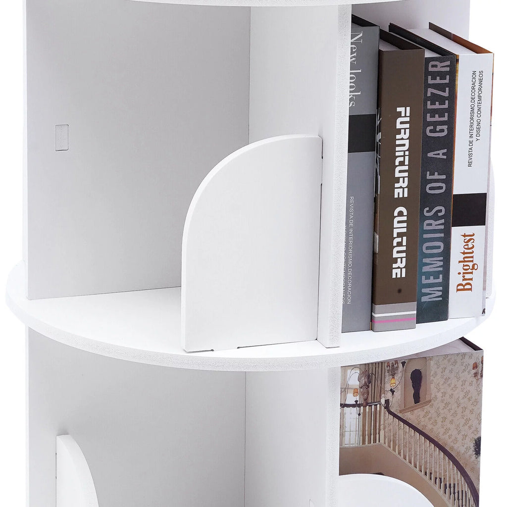 3 Tiers 360° Rotating Stackable Shelves Organizer White H38713