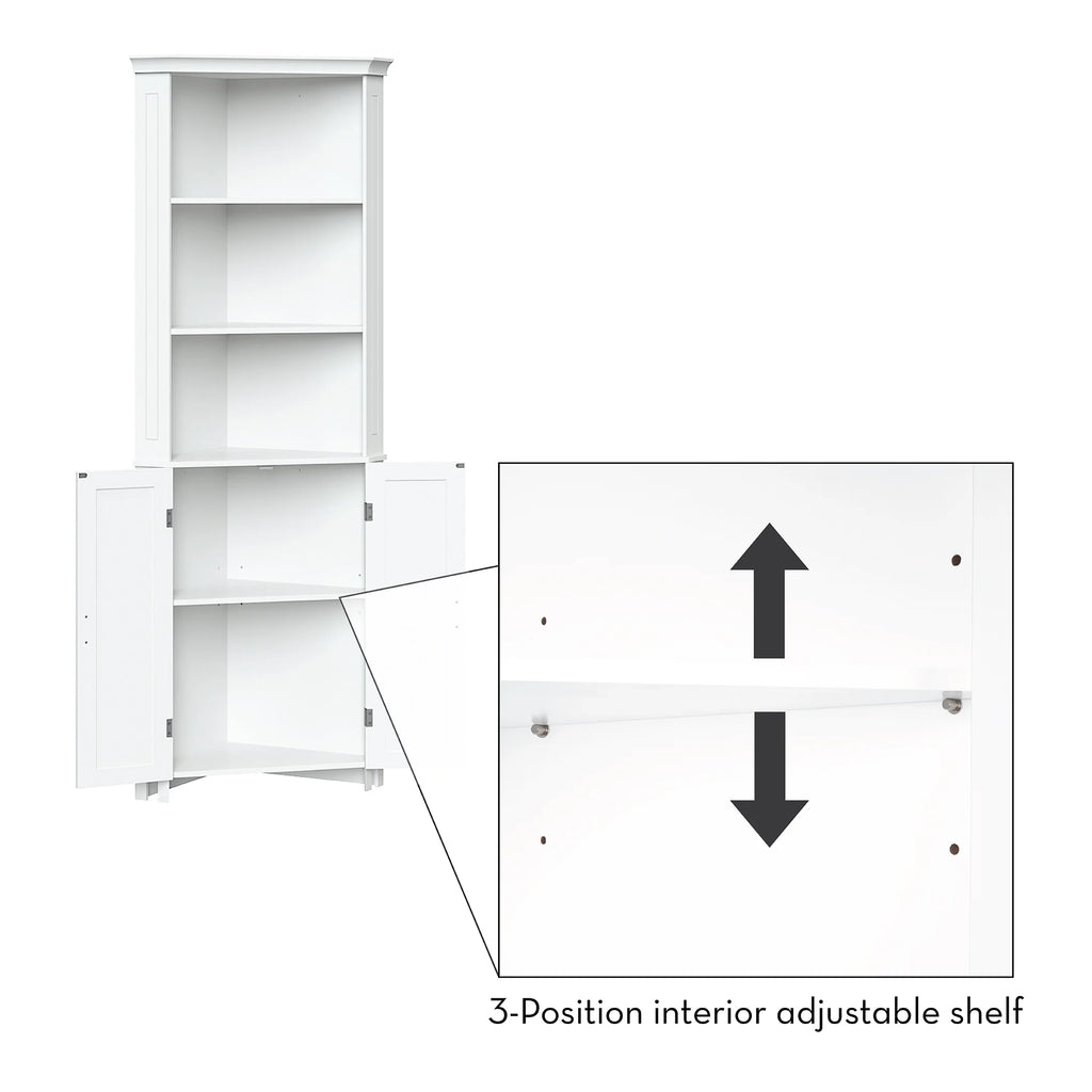 White Two-Door Corner Cabinet D549