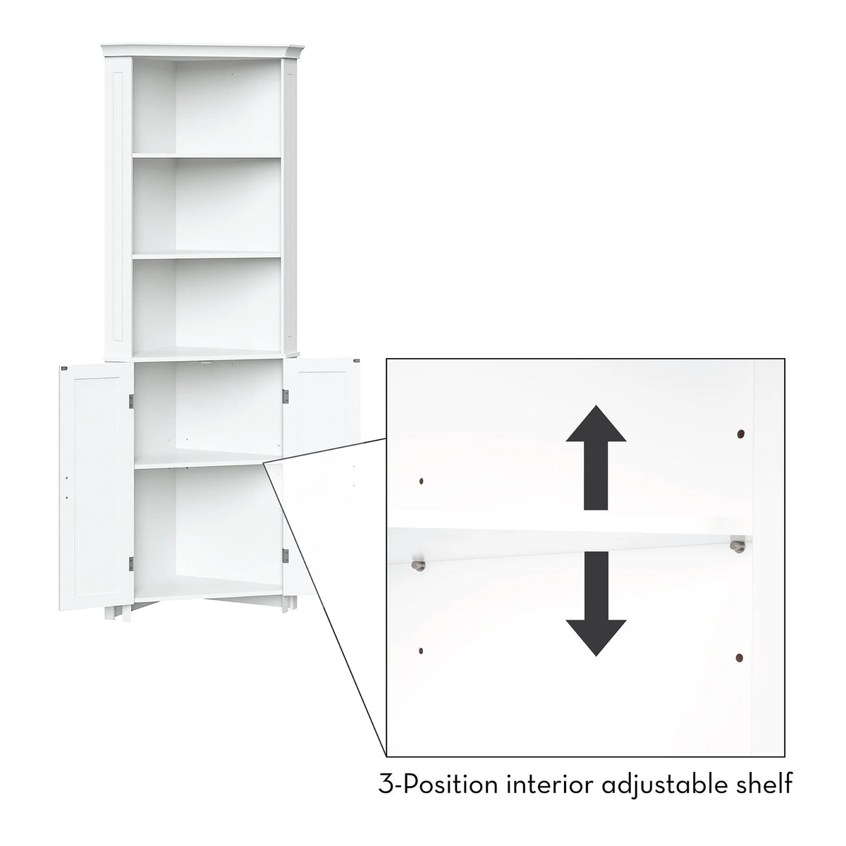 White Two-Door Corner Cabinet D549