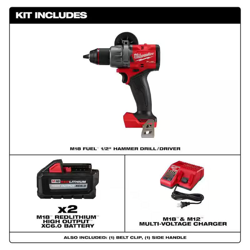 18V Brushless Cordless 1/2 in. Hammer Drill/Driver with 6Ah Batteries and Charger Y772