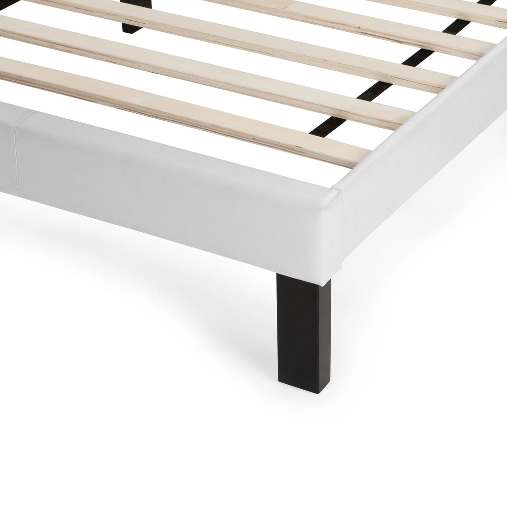White Faux Leather Upholstered Twin Size Bed with Tufted Headboard R629393