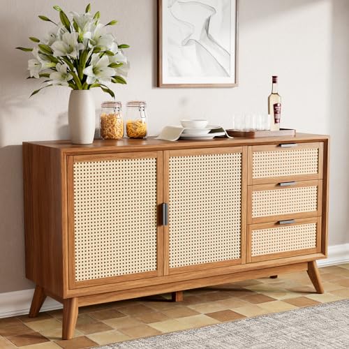 Solid Wood Sideboard with 2 Doors and 3 Drawers S76628