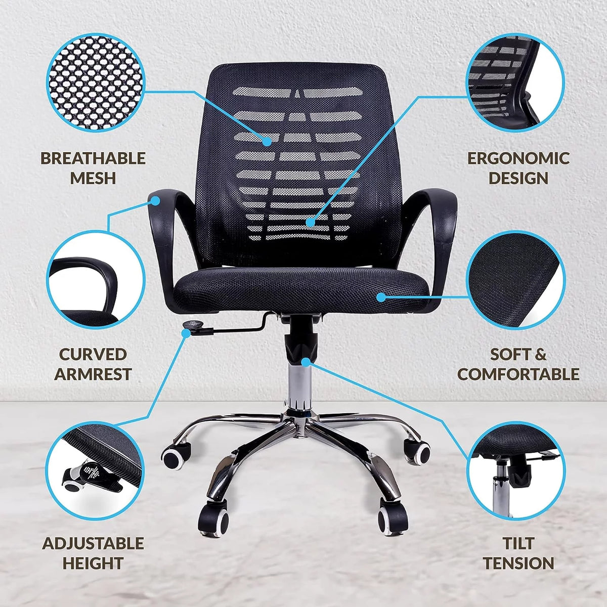 Ergonomic Office Chair with Lumbar Support Black Y713416