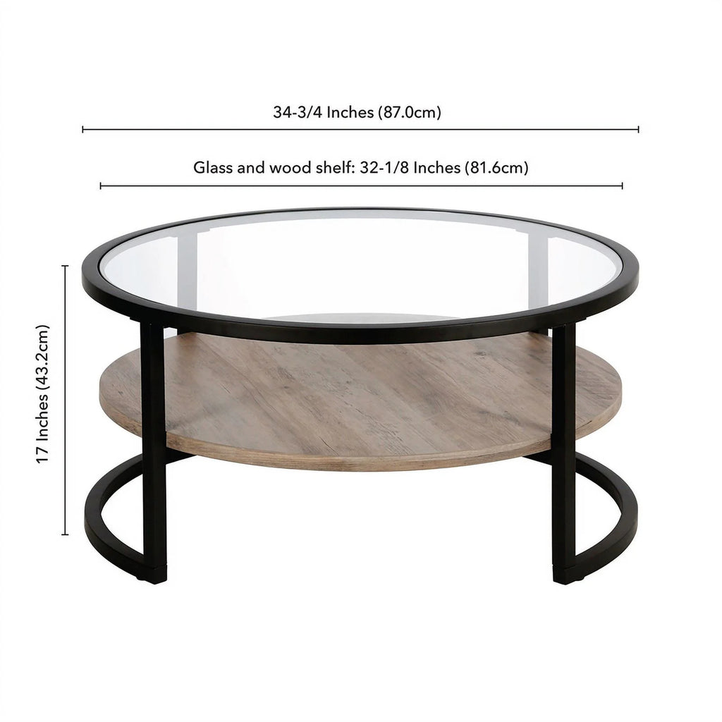 Round Metal Coffee Table in Black and Bronze H382