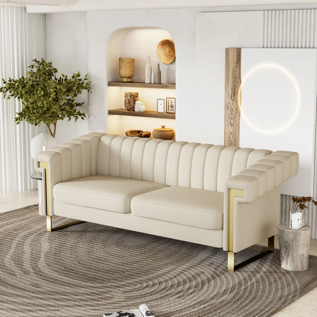 3 Seater Faux Leather Sofa with Removable Cushions R98010