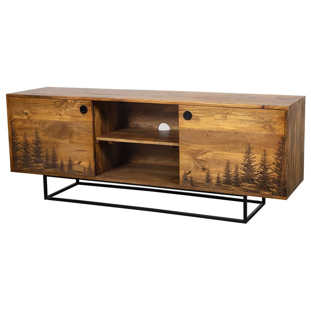 Solid Wood Laser Etched TV Stand G516800