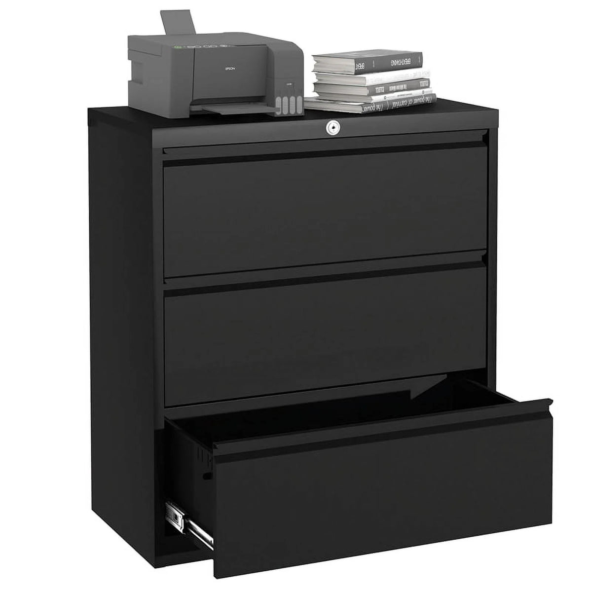 3 Drawer Black Steel Locking Filing Cabinet R585