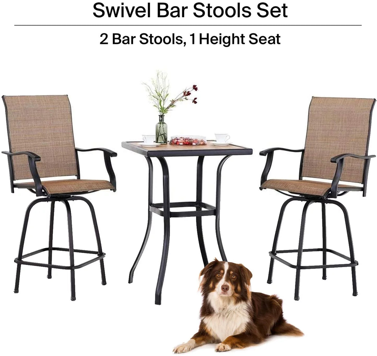 3 Piece Swivel Chair and Glass Table Y902291