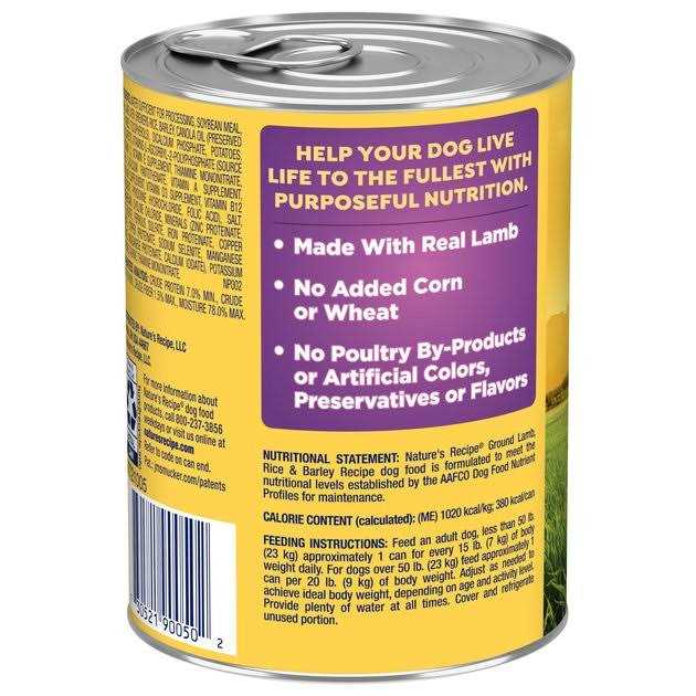 Lamb Rice & Barley Ground Canned Dog Food C4152