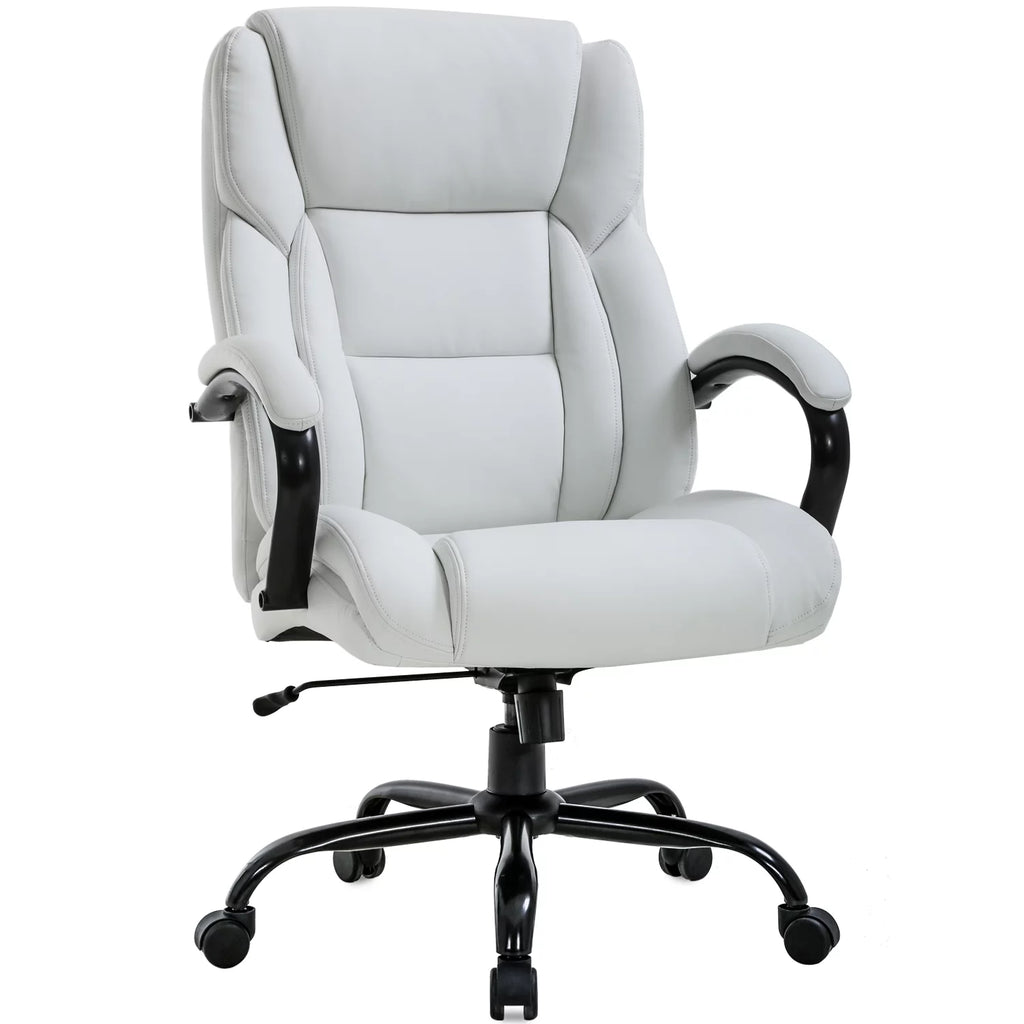White Wide Seat Ergonomic High Back Office Chair with Lumbar Support L889